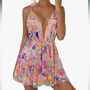 Pink Sequin Party Dress